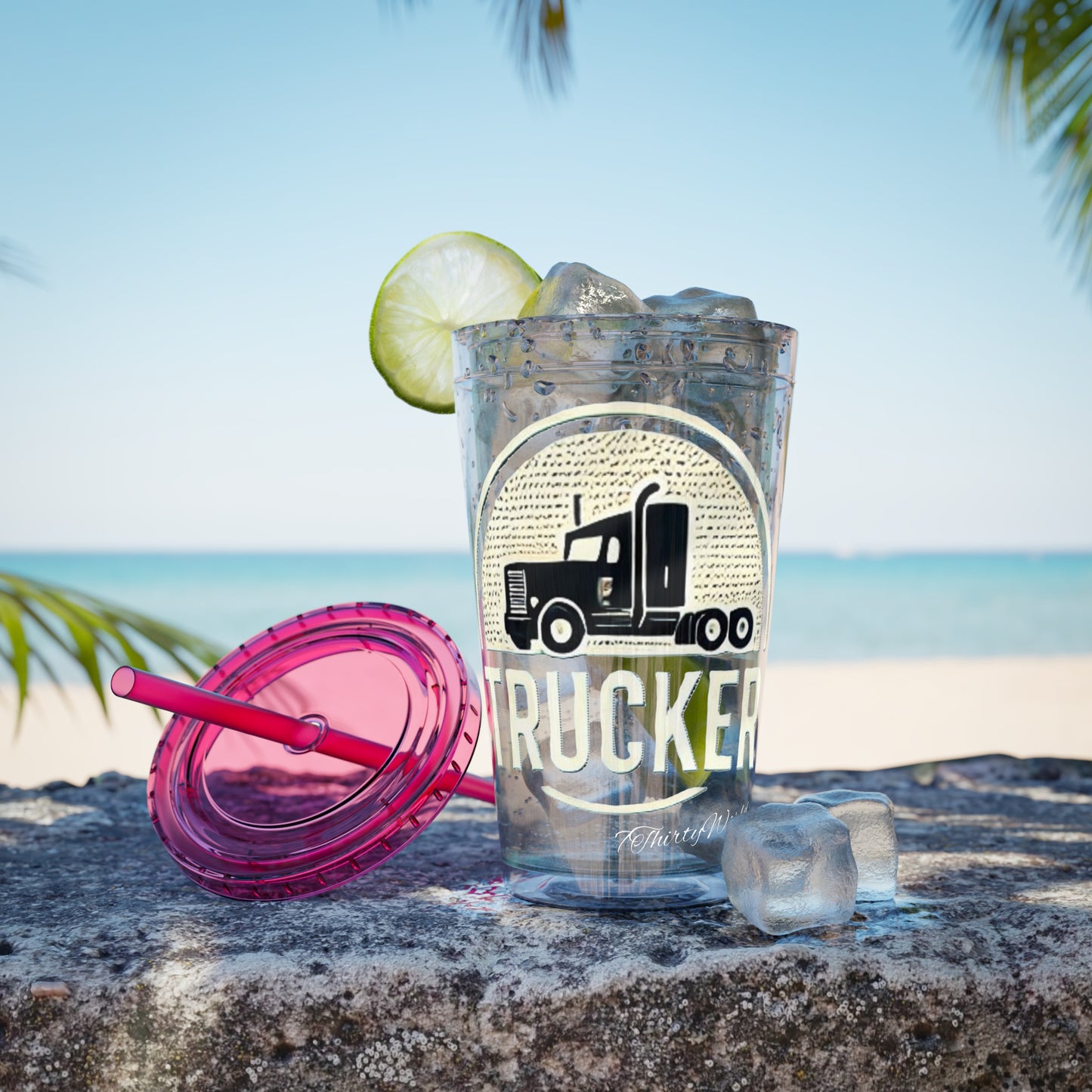 Trucker Sunsplash Tumbler: Sip in Style, Wherever You Go! ππΉ