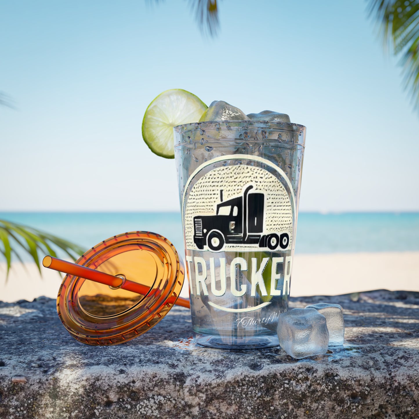Trucker Sunsplash Tumbler: Sip in Style, Wherever You Go! ππΉ