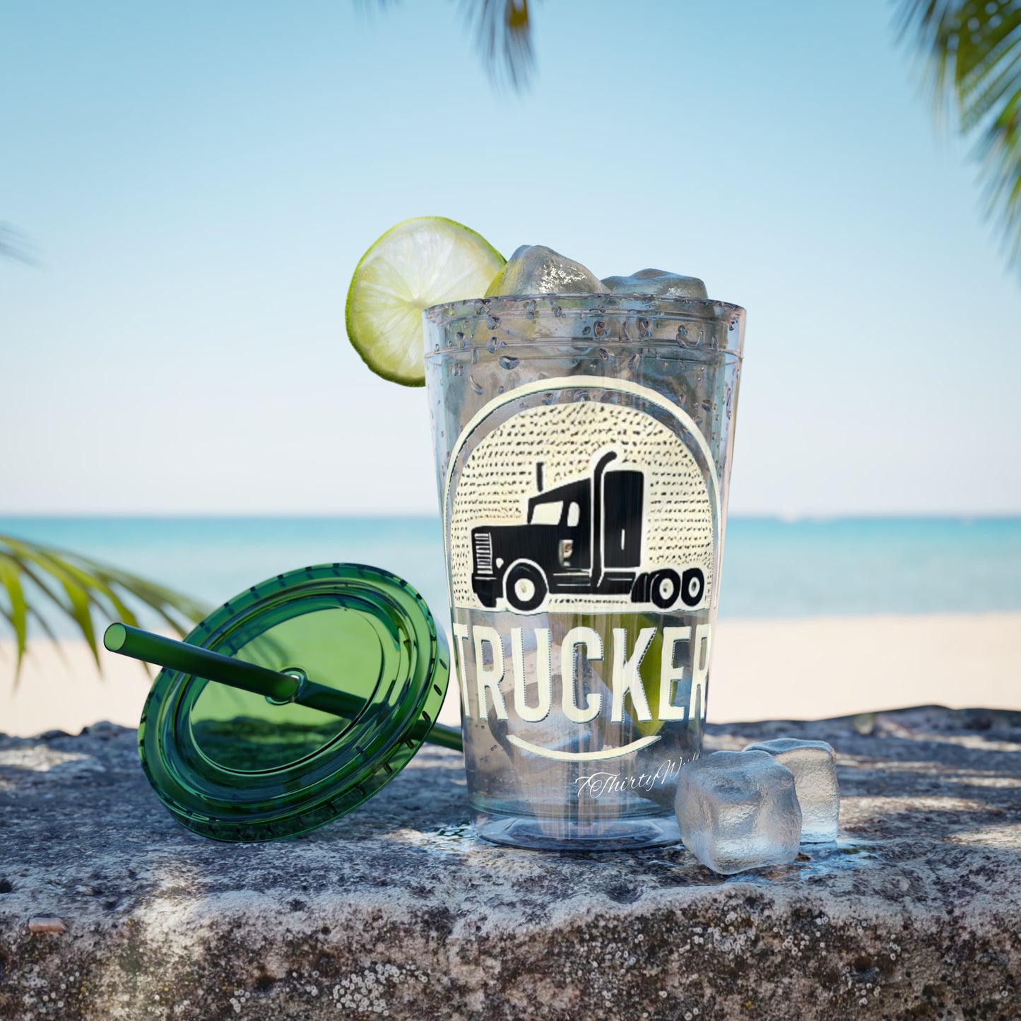 Trucker Sunsplash Tumbler: Sip in Style, Wherever You Go! ππΉ
