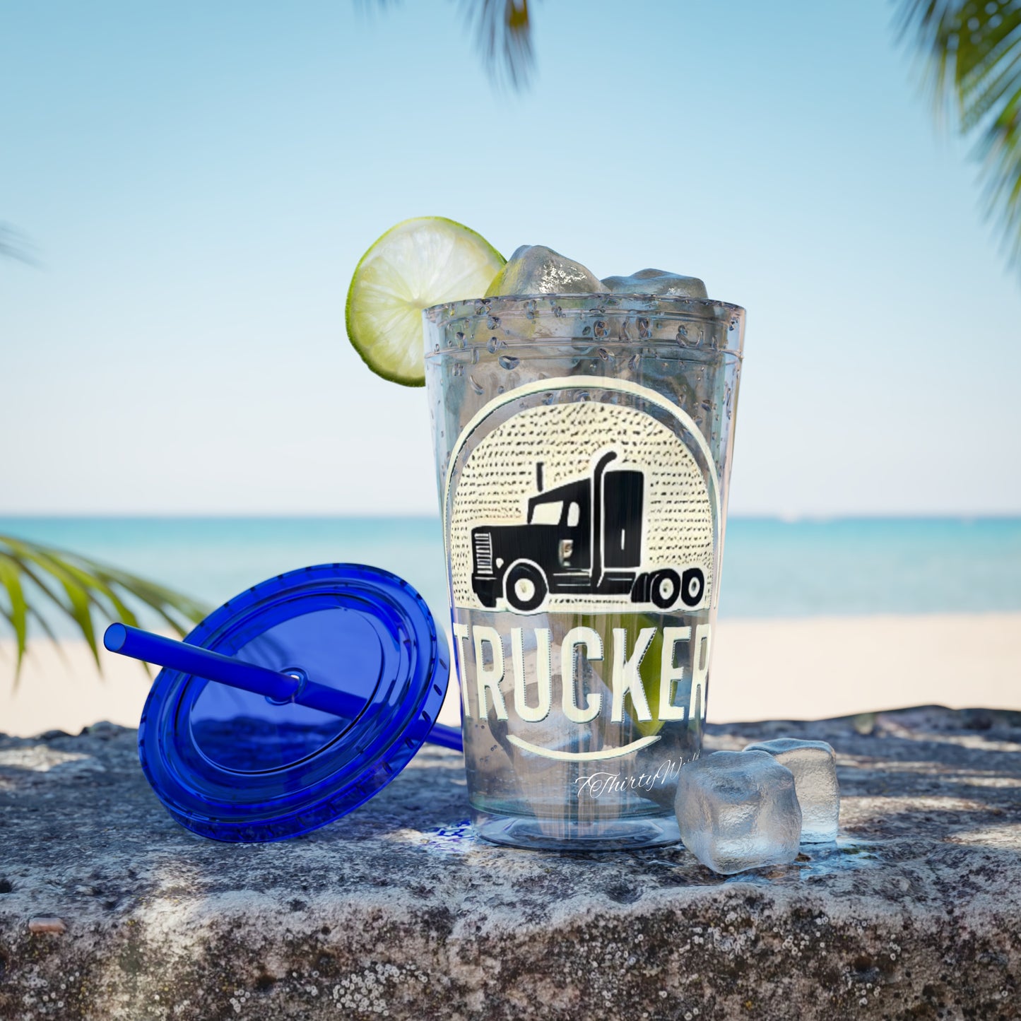 Trucker Sunsplash Tumbler: Sip in Style, Wherever You Go! ππΉ