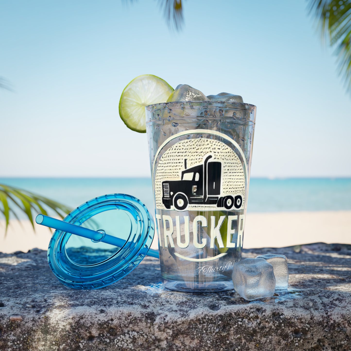 Trucker Sunsplash Tumbler: Sip in Style, Wherever You Go! ππΉ