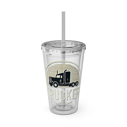 Trucker Sunsplash Tumbler: Sip in Style, Wherever You Go! 🌞🍹