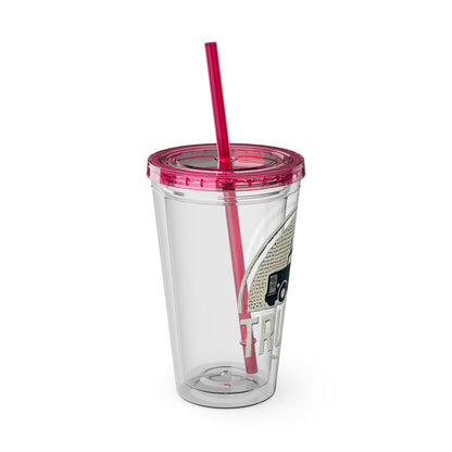 Trucker Sunsplash Tumbler: Sip in Style, Wherever You Go! 🌞🍹