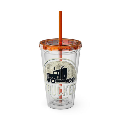 Trucker Sunsplash Tumbler: Sip in Style, Wherever You Go! 🌞🍹