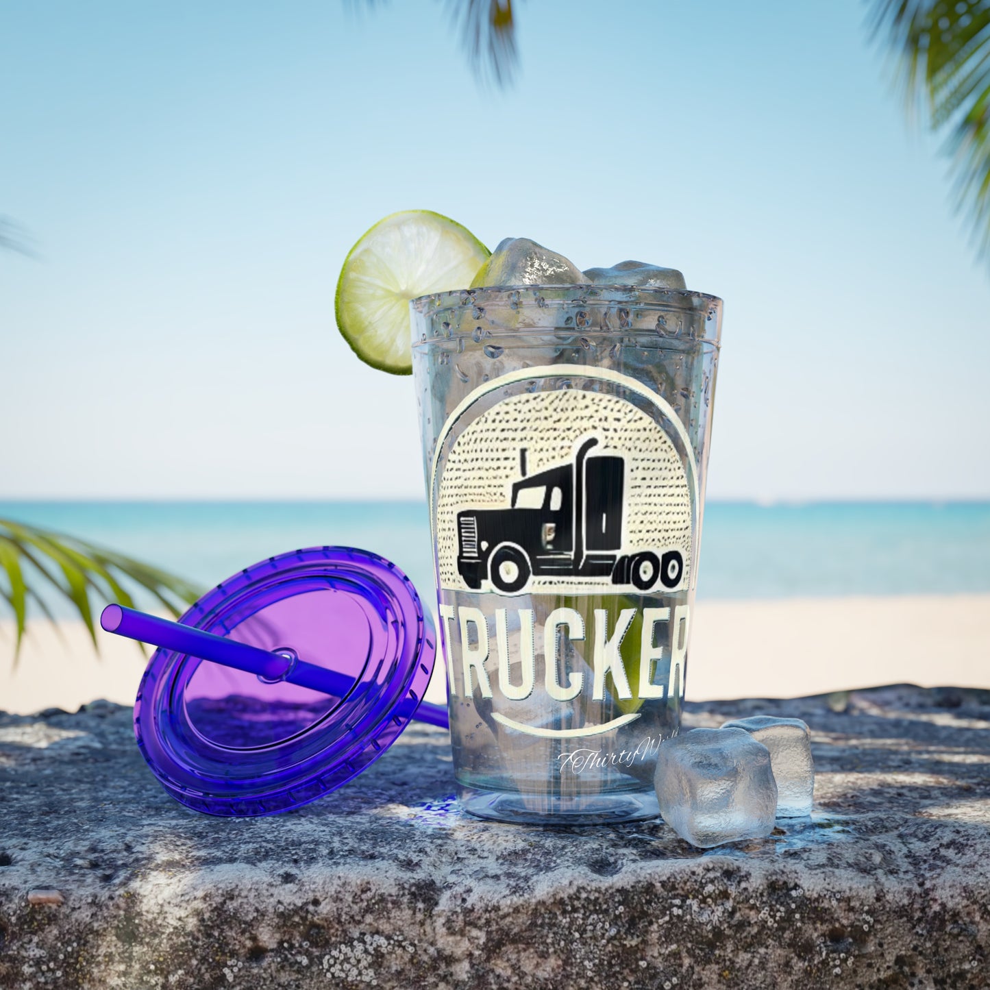 Trucker Sunsplash Tumbler: Sip in Style, Wherever You Go! 🌞🍹