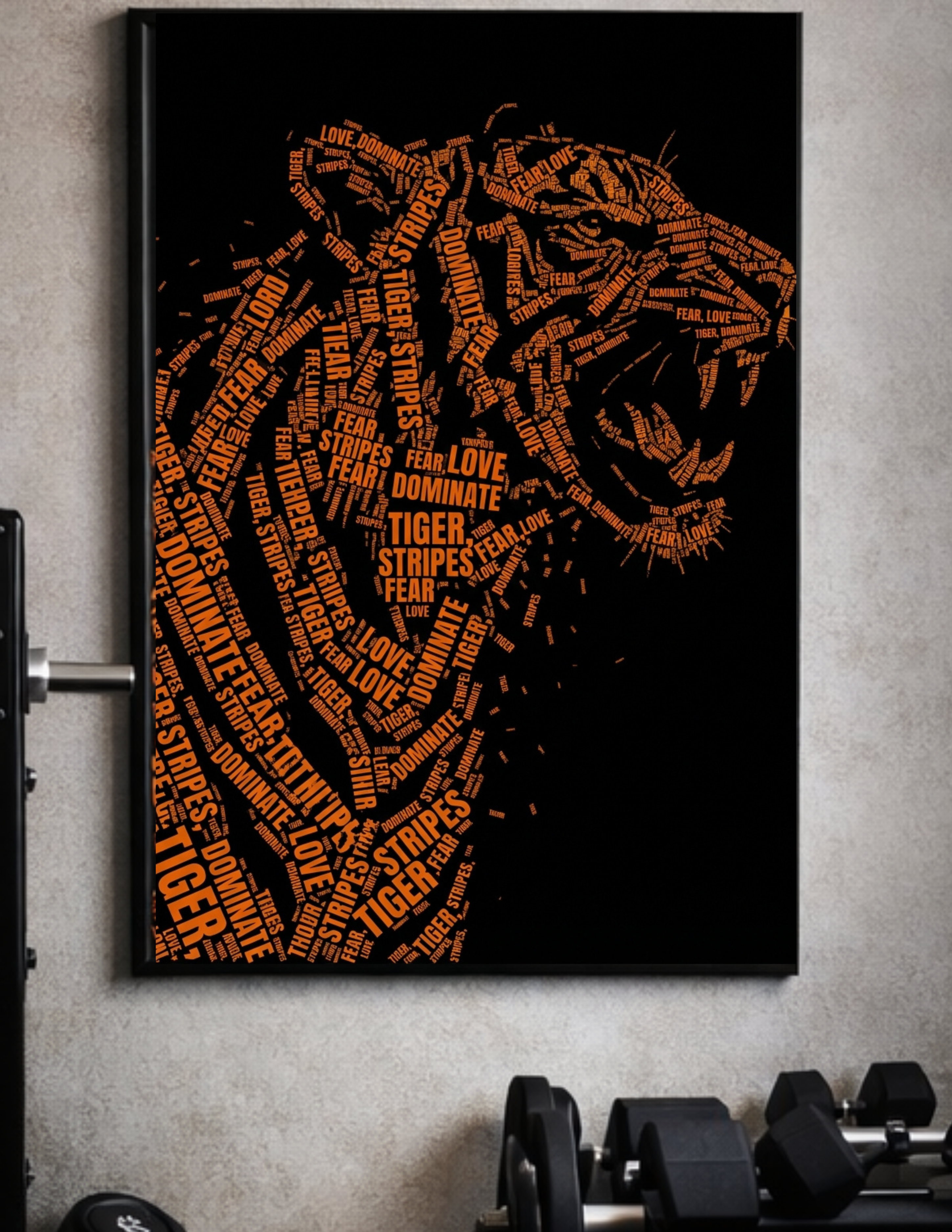 Tiger Word Art Typography Silhouette – Power & Dominance Wall Art Print