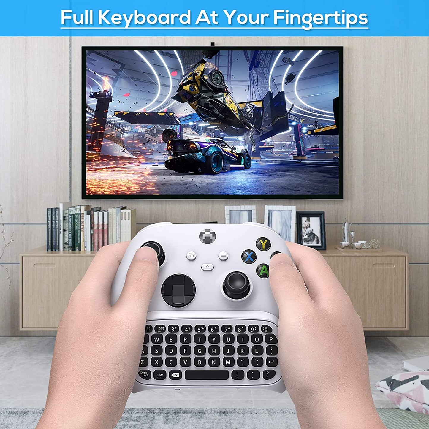 Wireless 2.4Ghz Mini Controller Keyboard Gaming Chatpad with Audio/Headset Jack for  Controller Accessories