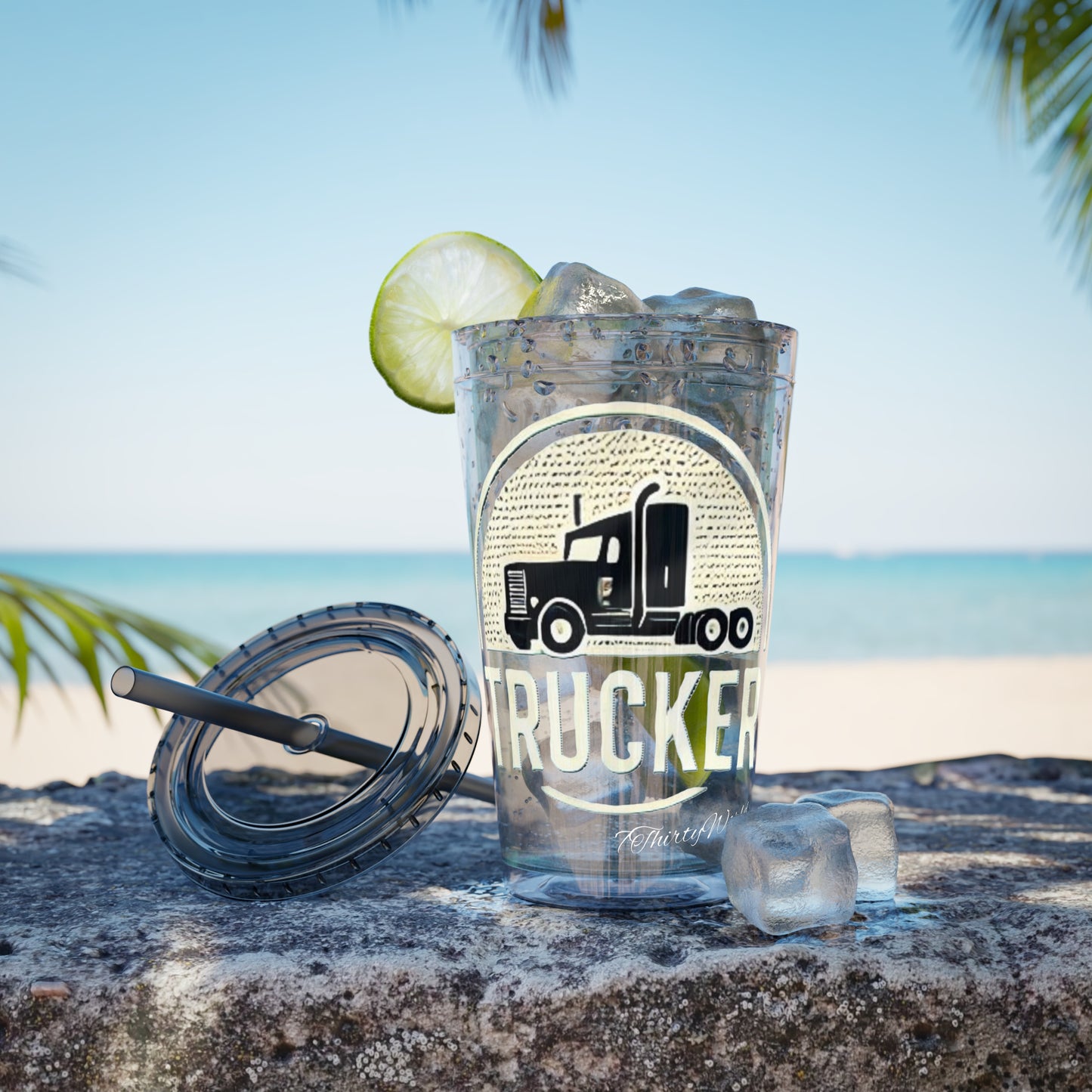 Trucker Sunsplash Tumbler: Sip in Style, Wherever You Go! 🌞🍹