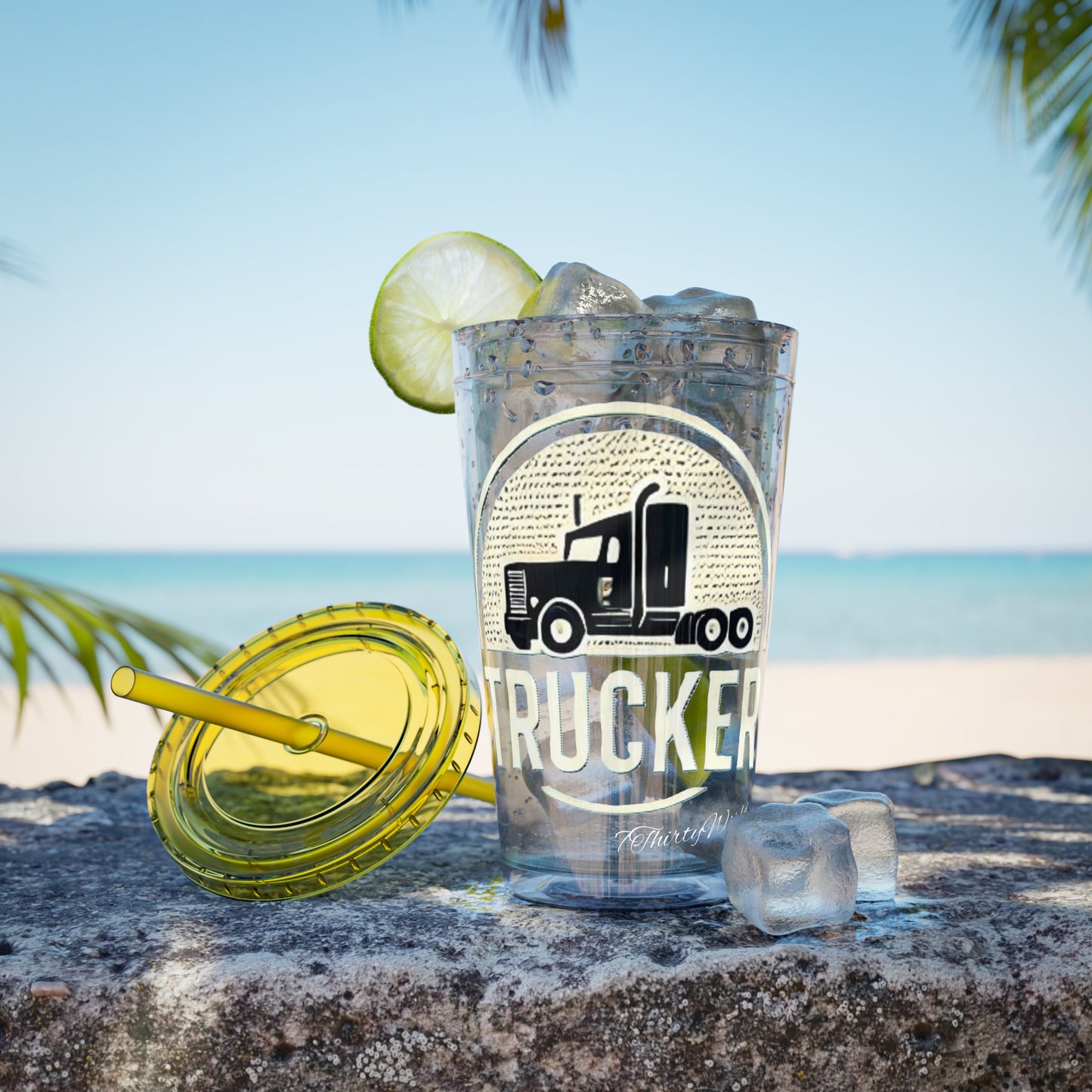 Trucker Sunsplash Tumbler: Sip in Style, Wherever You Go! 🌞🍹