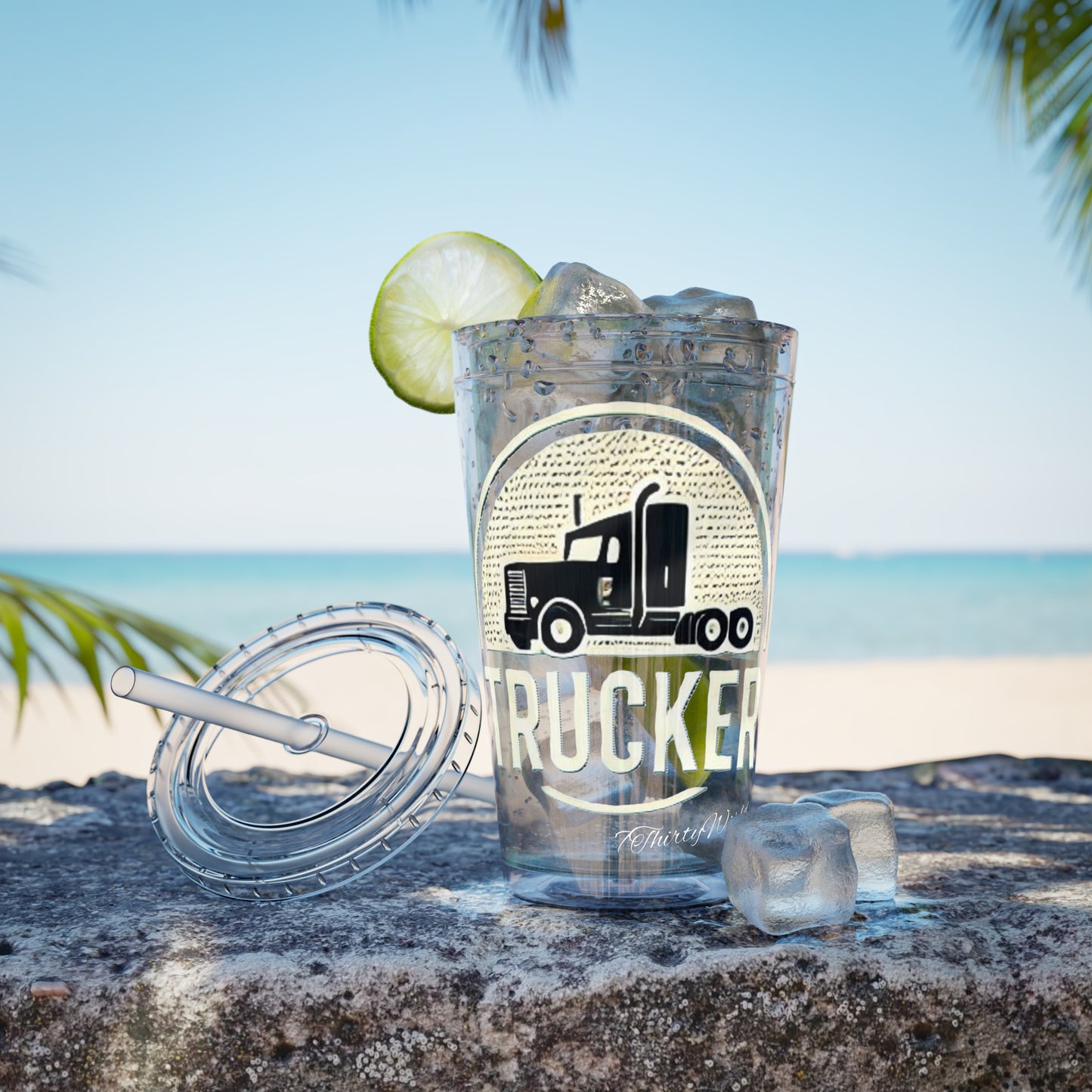 Trucker Sunsplash Tumbler: Sip in Style, Wherever You Go! 🌞🍹