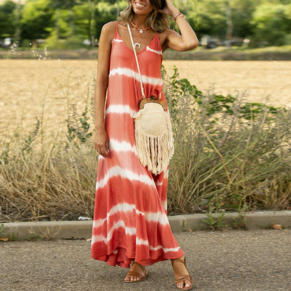 Printed Striped Plus Size Maxi Maxi Dress