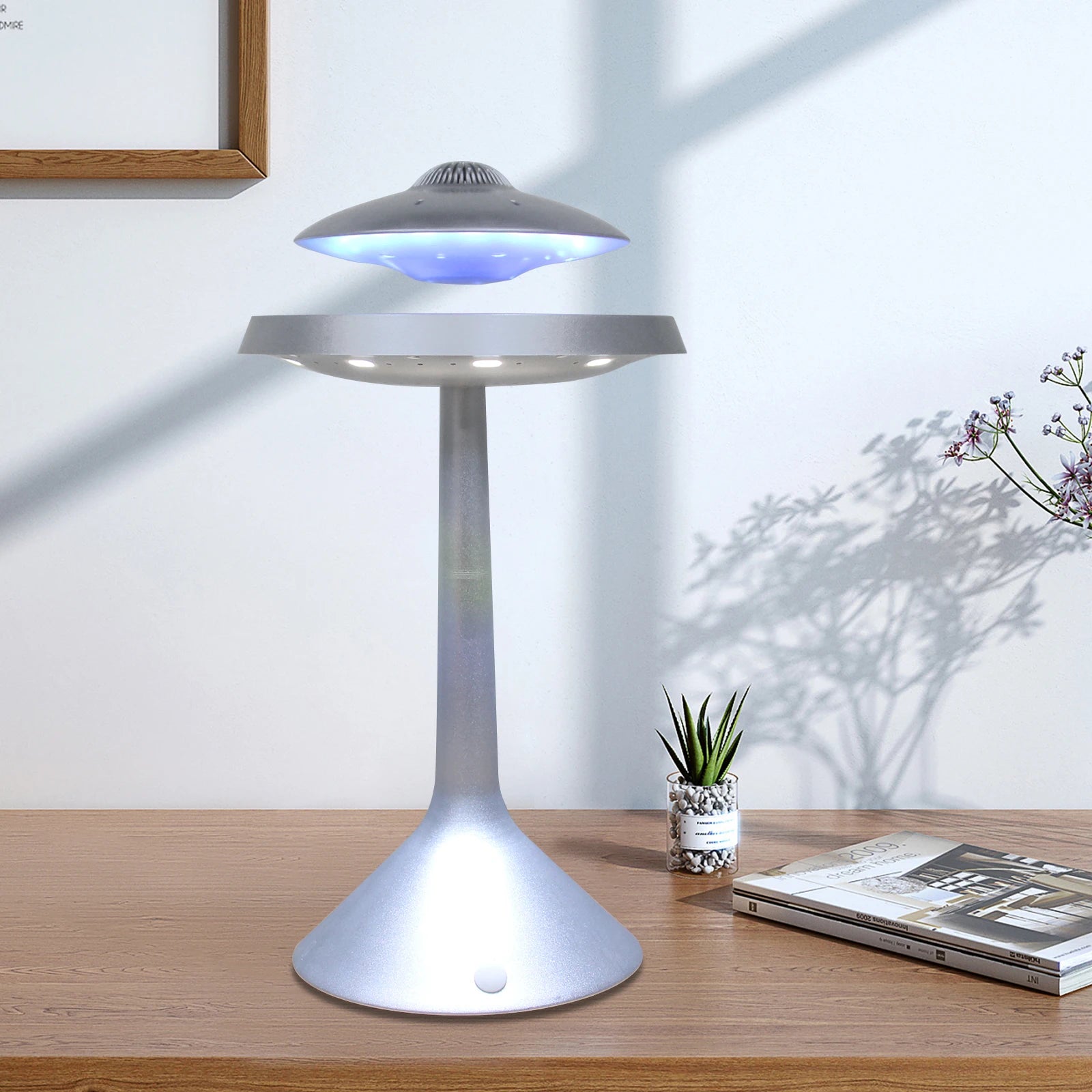 UFO Magnetic Levitation Floating Light LED Table Lamp Wired Bluetooth Speaker