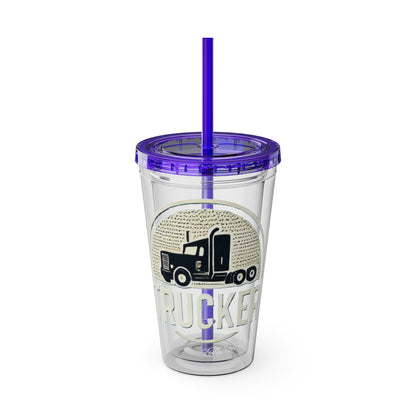 Trucker Sunsplash Tumbler: Sip in Style, Wherever You Go! 🌞🍹