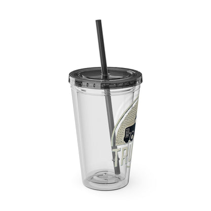 Trucker Sunsplash Tumbler: Sip in Style, Wherever You Go! 🌞🍹