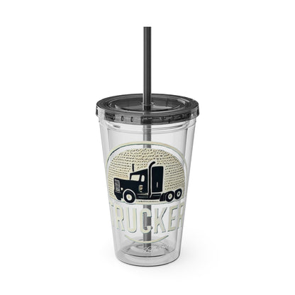 Trucker Sunsplash Tumbler: Sip in Style, Wherever You Go! 🌞🍹