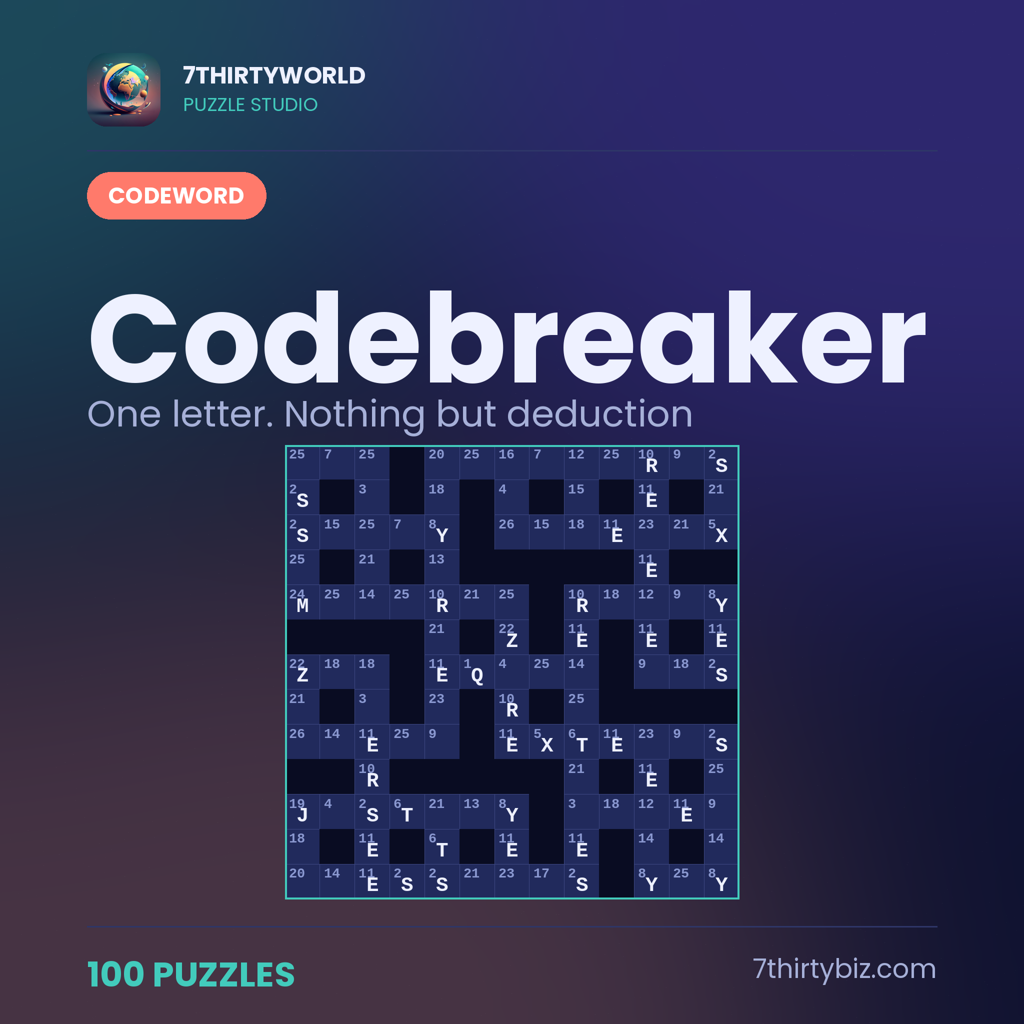 Codebreaker 100 codeword puzzles — a Puzzle Studio pack