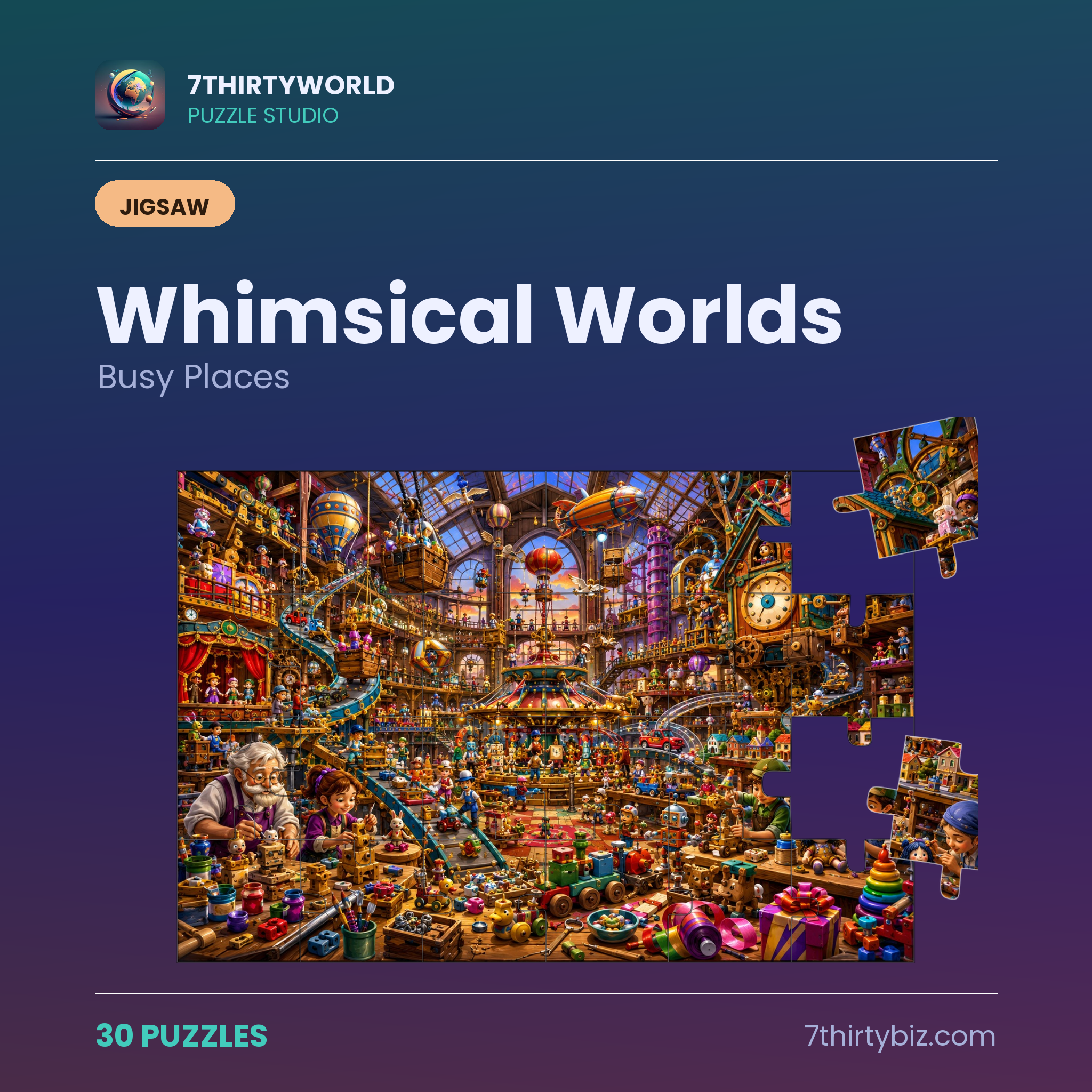 Whimsical worlds 30 jigsaw puzzles — a Puzzle Studio pack