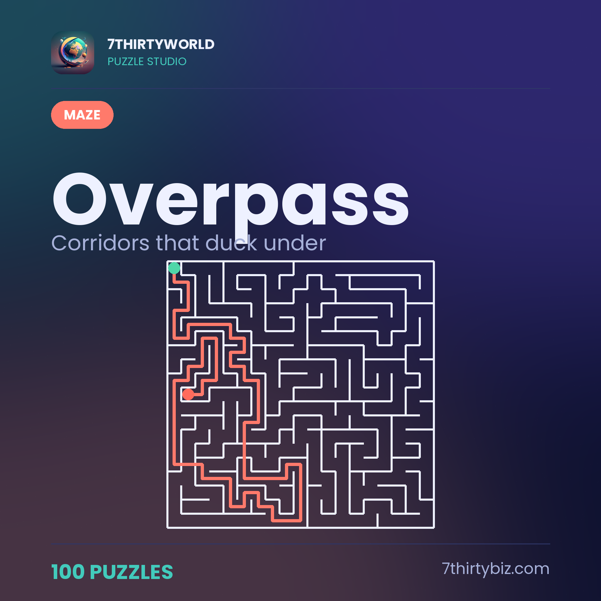 Overpass 100 weave maze puzzles — a Puzzle Studio pack