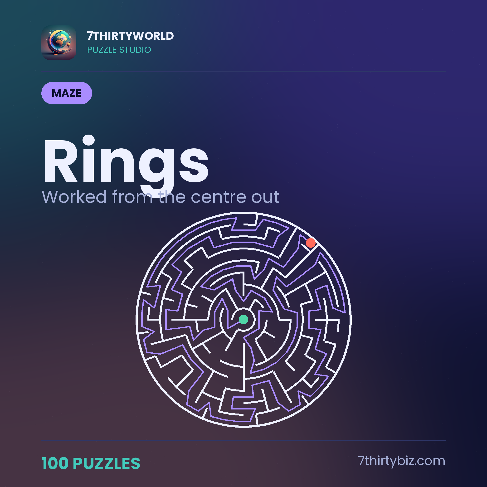 Rings 100 circular maze puzzles — a Puzzle Studio pack