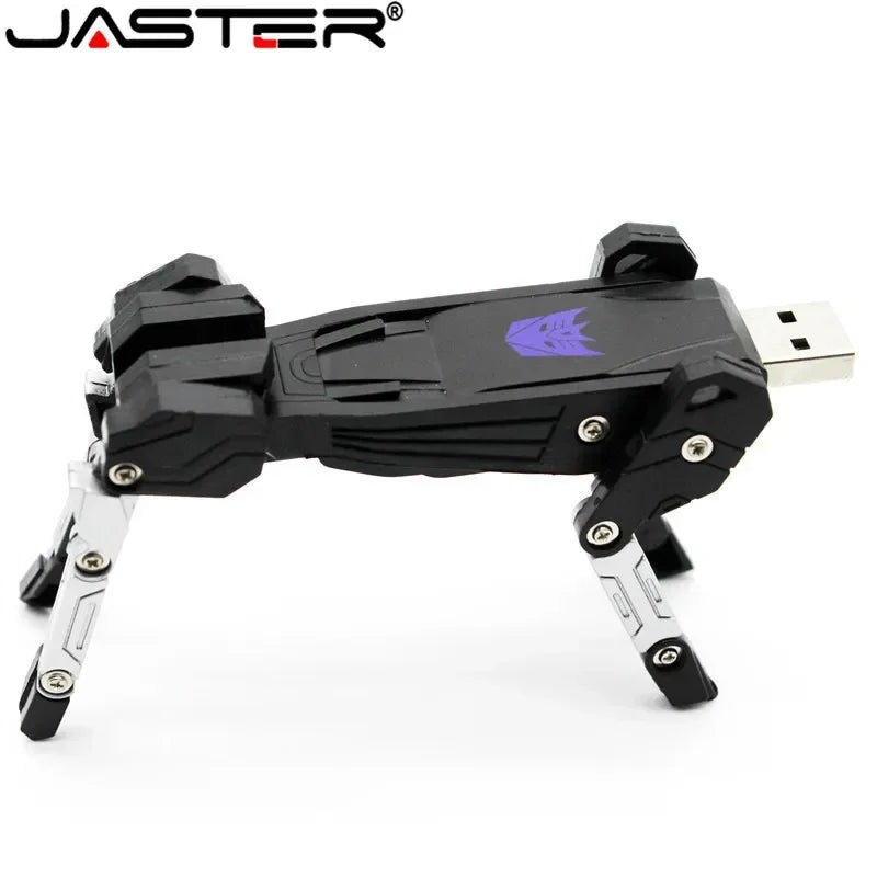 JASTER  Plastic Toy Style U Disk Cartoon Character Usb Flash Drive Transfomer Pendrive 4GB 8GB 16GB 32GB Transformation Robot