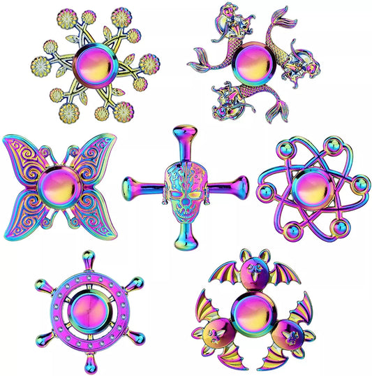 Rainbow Metal Fidget Spinner Toys Stainless Steel Bearing High Speed Stress Relief Spinner ADHD Anxiety Toys for Adult Kid