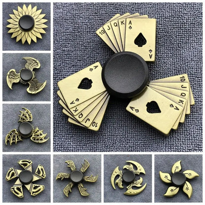 Metal Finger Spinner Puzzle Toy Brass Color ADHD Anxiety Fidget Spinner