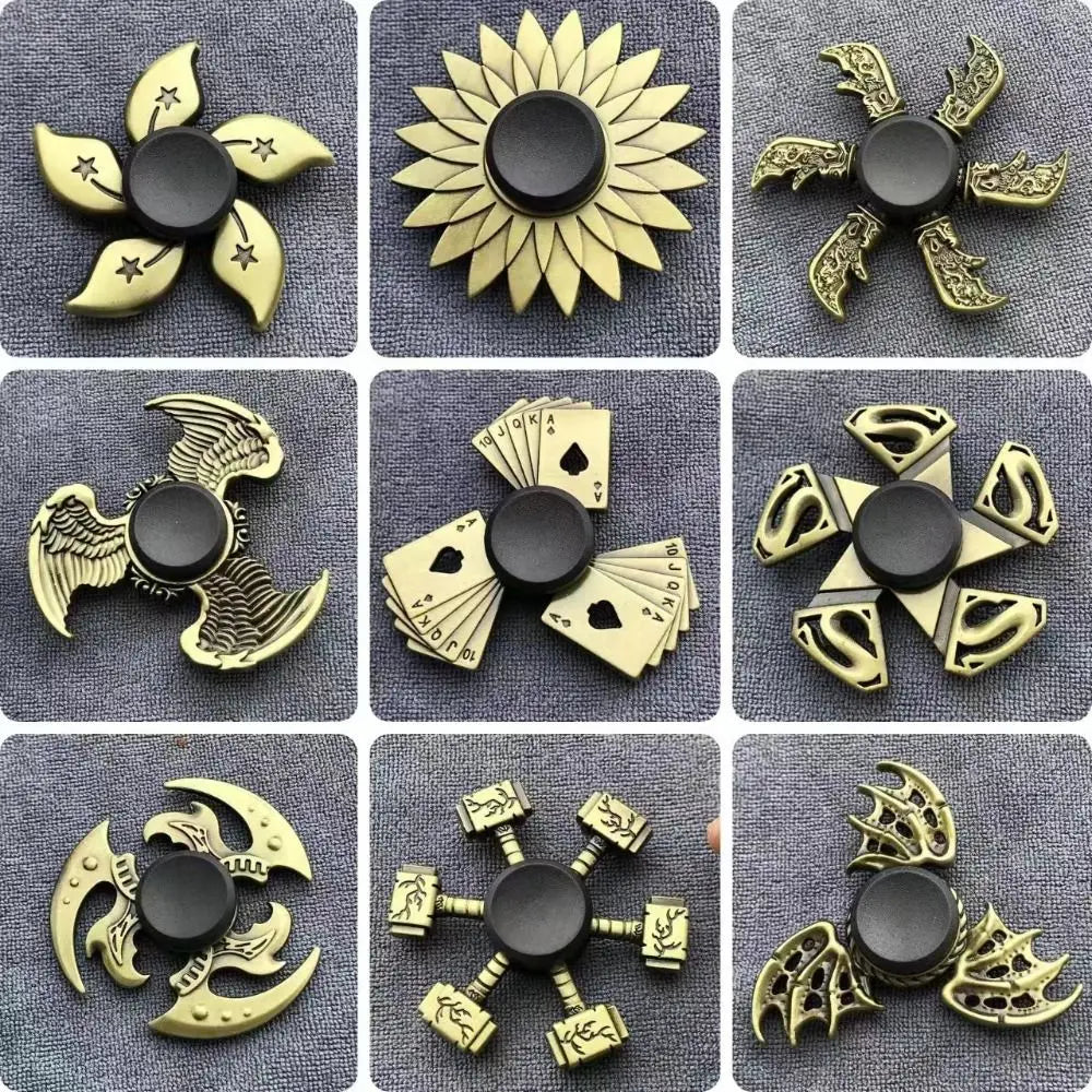 Metal Finger Spinner Puzzle Toy Brass Color ADHD Anxiety Fidget Spinner