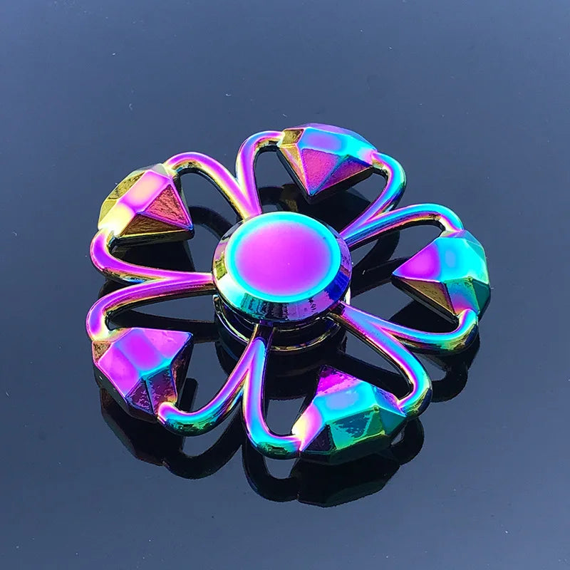 Rainbow Metal Fidget Spinner Toys Stainless Steel Bearing High Speed Stress Relief Spinner ADHD Anxiety Toys for Adult Kid