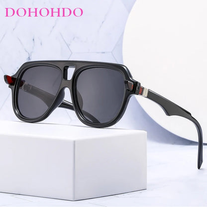 2024 Retro Double Bridges Men Pilot Sunglasses Shades UV400 Fashion Gradient Eyewear Trending Women Rivets Orange Sun Glasses