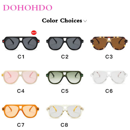 2024 Retro Double Bridges Men Pilot Sunglasses Shades UV400 Fashion Gradient Eyewear Trending Women Rivets Orange Sun Glasses