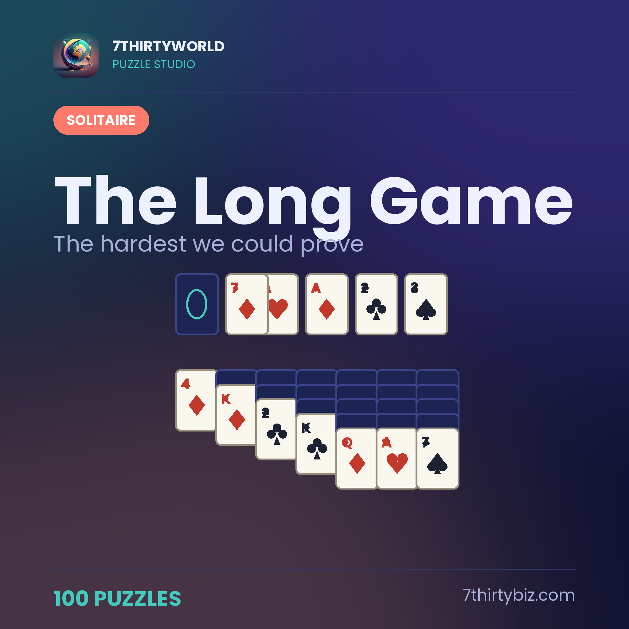 The long game 100 draw three solitaire deals — a Puzzle Studio pack
