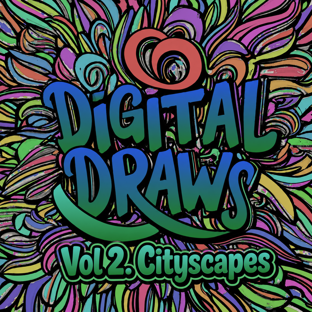 Digital Draws Vol 2. Cityscapes — 25 Coloring Pages