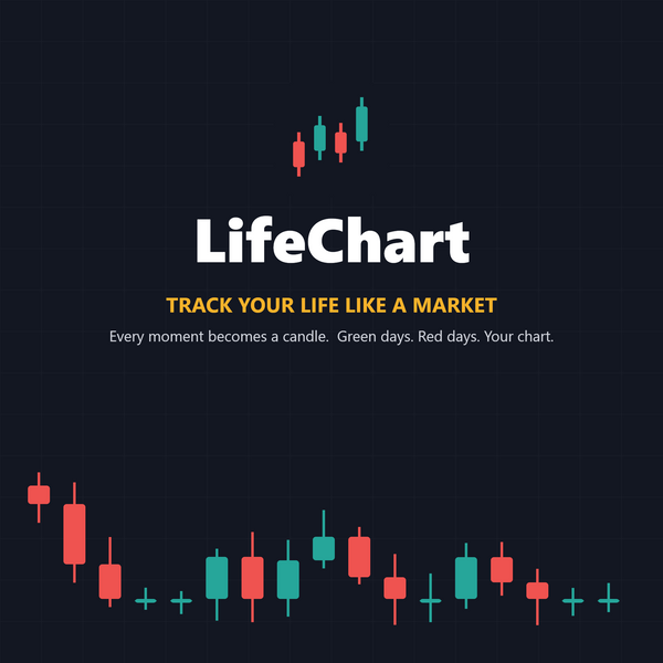 LifeChart app logo with candlestick chart — track your life like a market