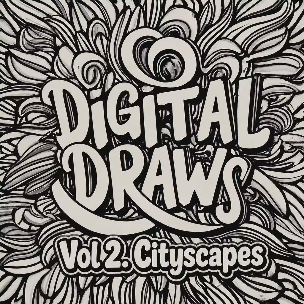 Digital Draws Vol 2. Cityscapes — 25 Coloring Pages